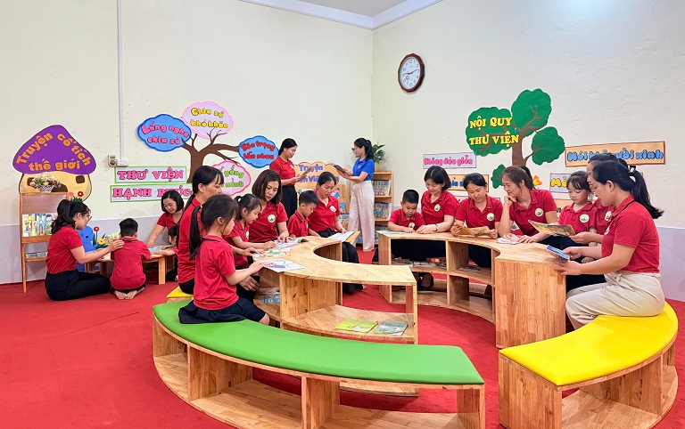 Trường Mầm non An Đạo, xã Bình Phú hưởng ứng Ngày Sách và Văn hóa đọc Việt Nam năm 2026.