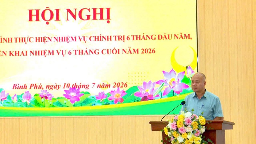 Đảng ủy xã Bình Phú sơ kết công tác lãnh đạo 6 tháng đầu năm, triển khai phương hướng, nhiệm vụ 6 tháng cuối năm 2026.