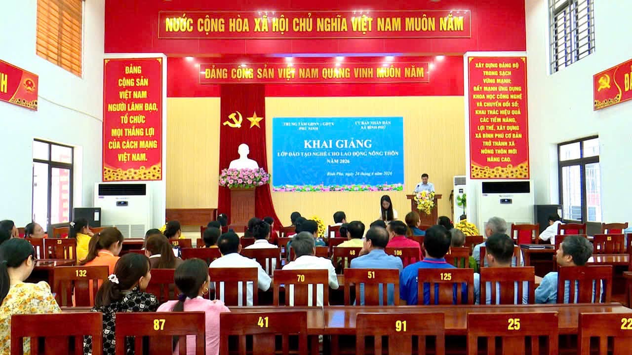 Trung tâm GDNN–GDTX Phù Ninh phối hợp với xã Bình Phú tổ chức khai giảng lớp đào tạo nghề cho lao động nông thôn năm 2026