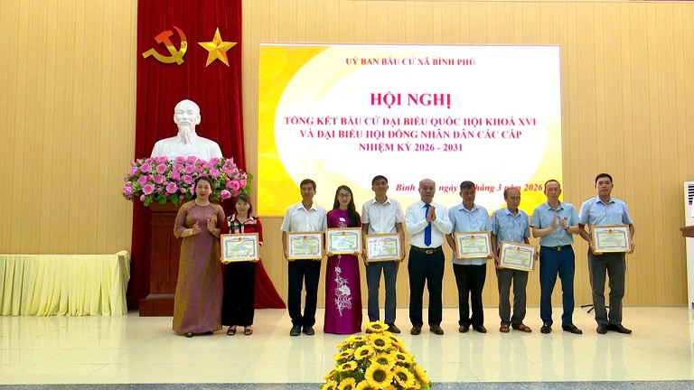 Xã Bình Phú tổng kết công tác bầu cử đại biểu Quốc hội khóa XVI và đại biểu HĐND các cấp nhiệm kỳ 2026 – 2031.