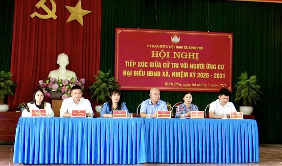 Hội nghị tiếp xúc cử tri với những người ứng cử đại biểu HĐND xã Bình Phú khóa II, nhiệm kỳ 2026 – 2031, đơn vị bầu cử số 1