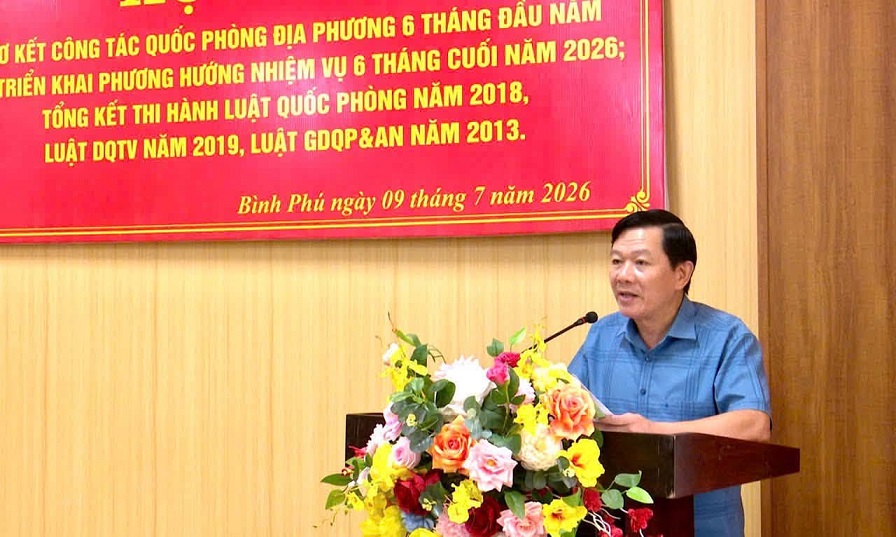UBND xã Bình Phú sơ kết công tác quân sự, quốc phòng 6 tháng đầu năm 2026.
