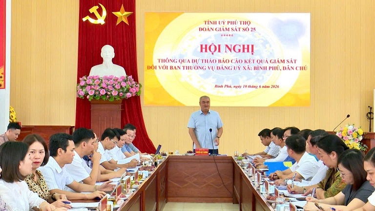 Thông qua dự thảo báo cáo kết quả giám sát đối với Ban Thường vụ Đảng ủy xã Bình Phú và xã Dân Chủ.