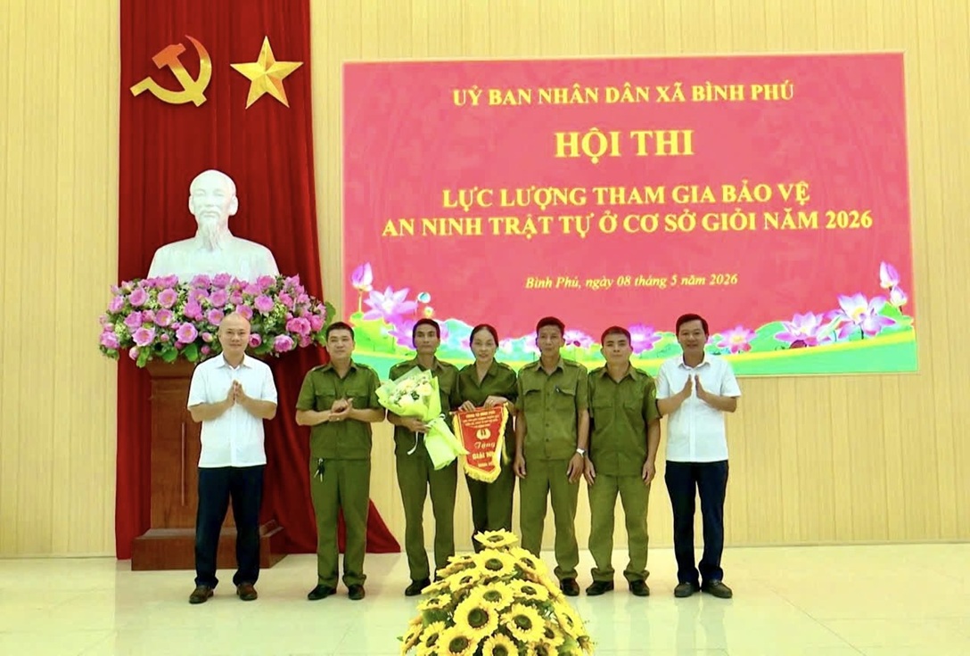 Hội thi lực lượng tham gia bảo vệ an ninh trật tự ở cơ sở giỏi xã Bình Phú năm 2026.